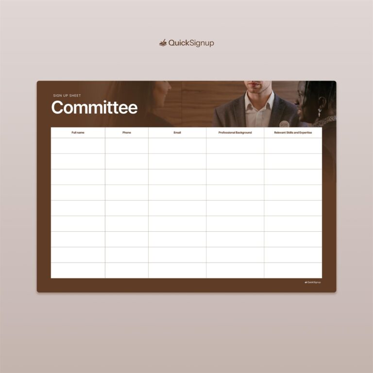 Committee Sign up Sheet