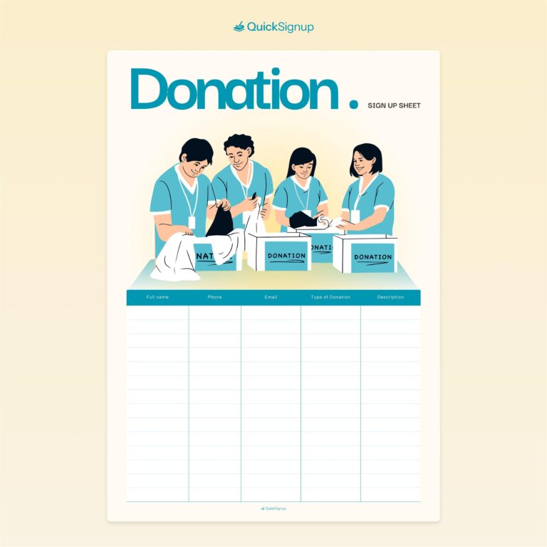 Donation Sign up Sheet