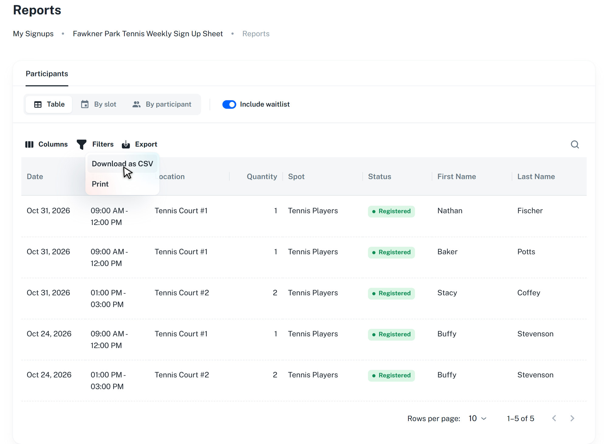 Efficient Participant Tracking